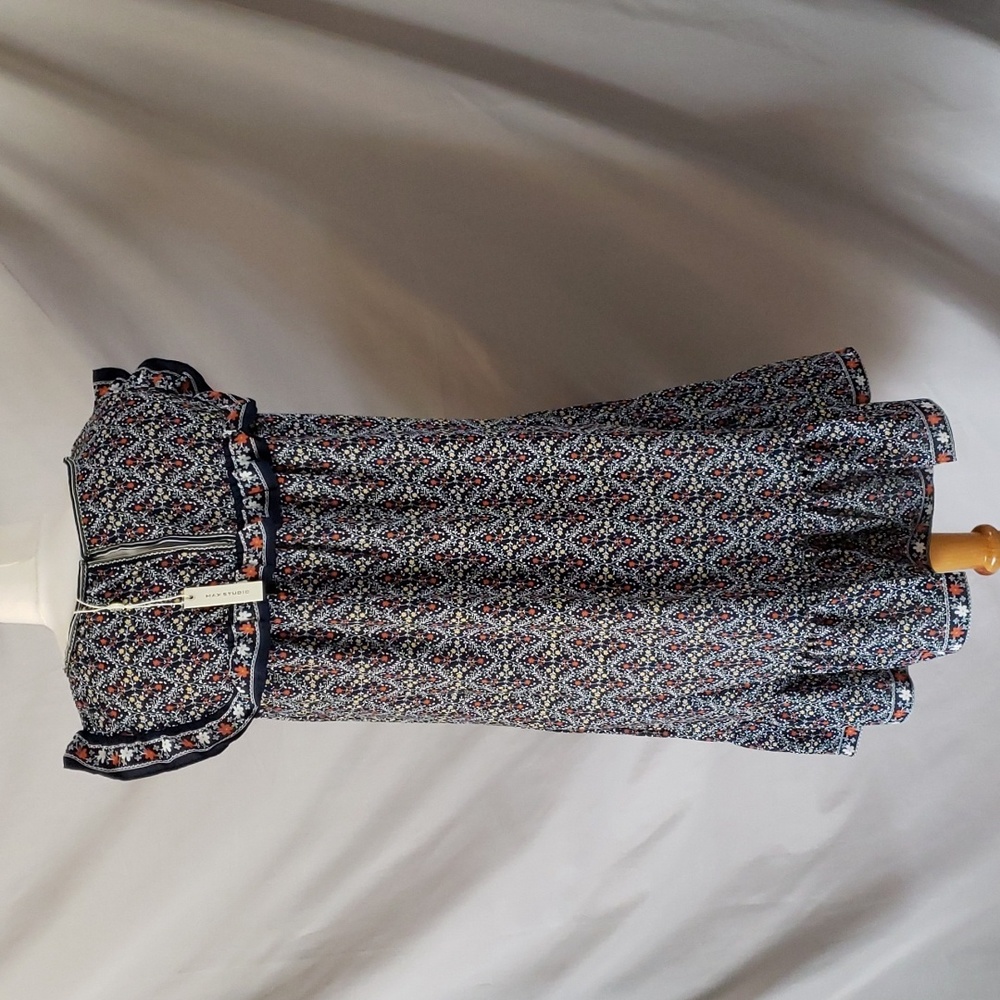 NEW Max Studio Sleeveless Printed Ruffle Dress - Picture 7 of 13
